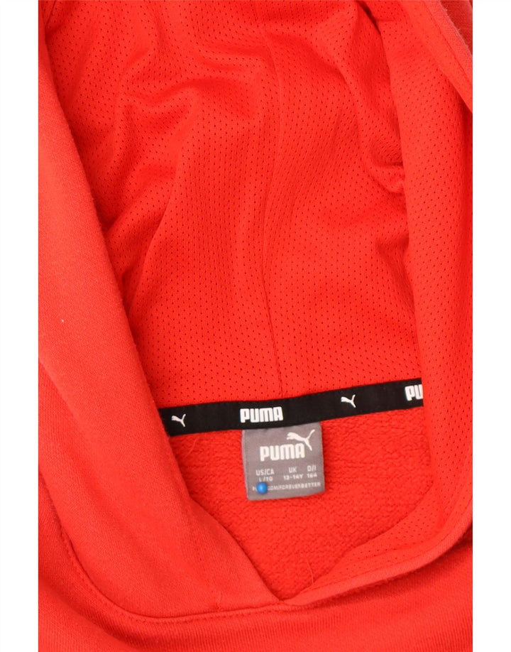 PUMA Boys Graphic Hoodie Jumper 13-14 Years  Red Polyester Vintage Puma and Second-Hand Puma from Messina Hembry 