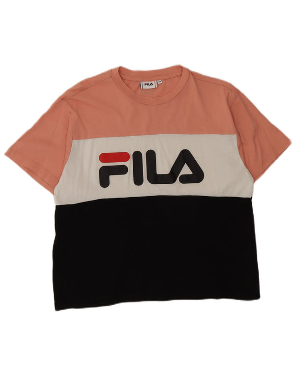 Damska koszulka z grafiką Fila Top UK 14 Medium, wielobarwna, z blokami kolorów