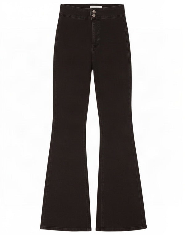 Damskie jeansy rozkloszowane z wysokim stanem Topshop W30 L32 czarne