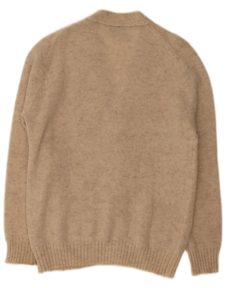Vintage męski sweter rozpinany XL beżowa wełna