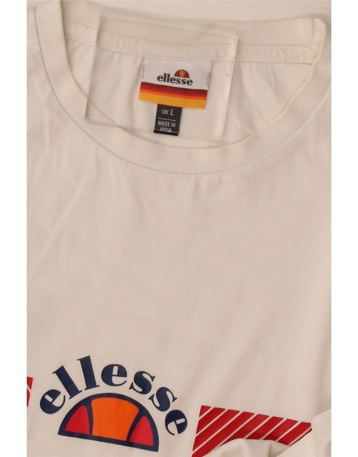 T-shirt męski ELLESSE, duży, biały, z blokami kolorów