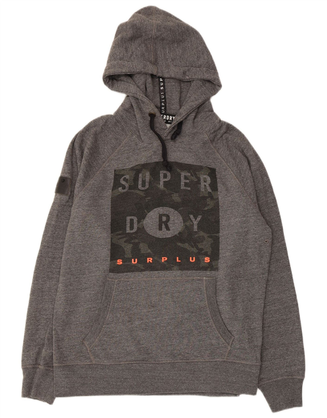 Męski sweter z kapturem Superdry z grafiką, 2XL, szary poliester