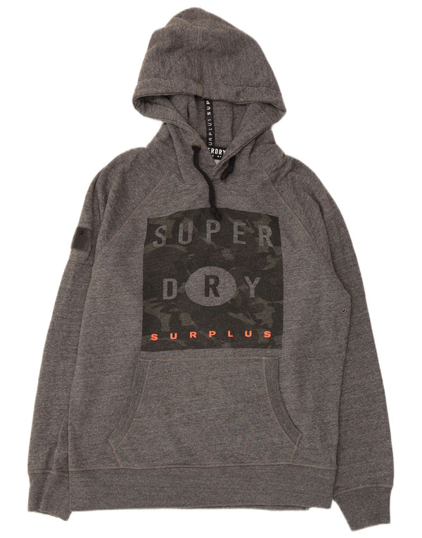 Męski sweter z kapturem Superdry z grafiką, 2XL, szary poliester