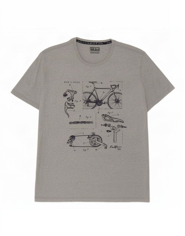 Męska koszulka z grafiką Fat Face, 2XL, szara, nakrapiana bawełna