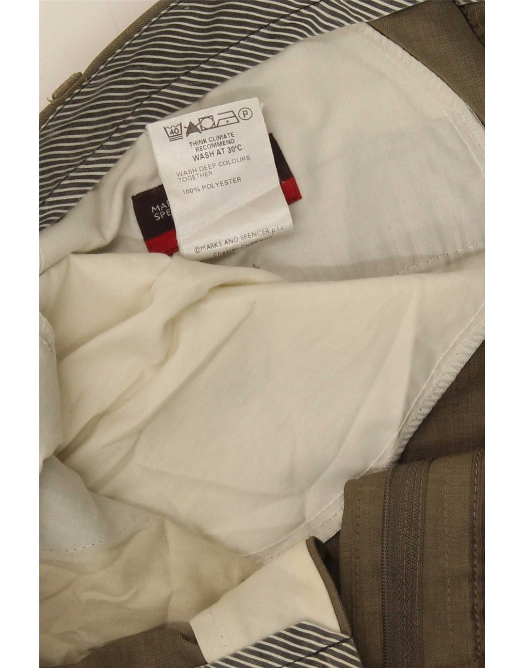 Marks & Spencer Męskie proste spodnie garniturowe W38 L33 Beżowy poliester