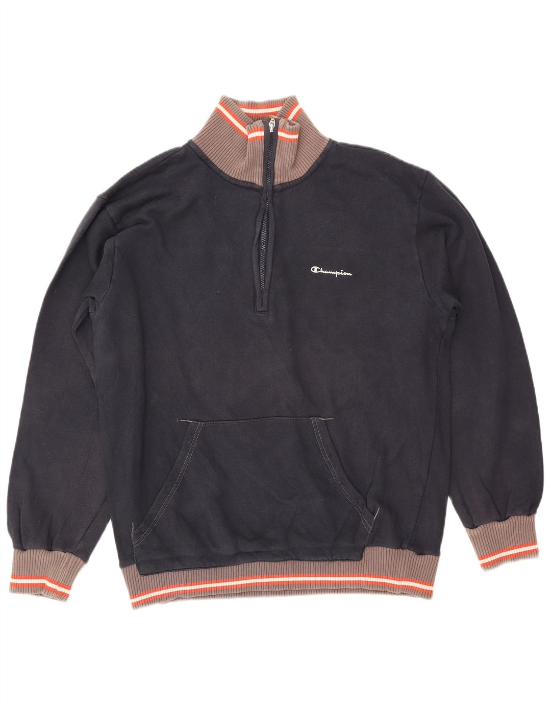 Męski sweter CHAMPION z zamkiem błyskawicznym, duży, granatowy, z blokami kolorów