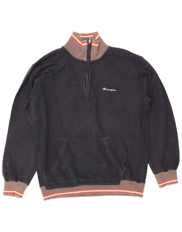 Męski sweter CHAMPION z zamkiem błyskawicznym, duży, granatowy, z blokami kolorów