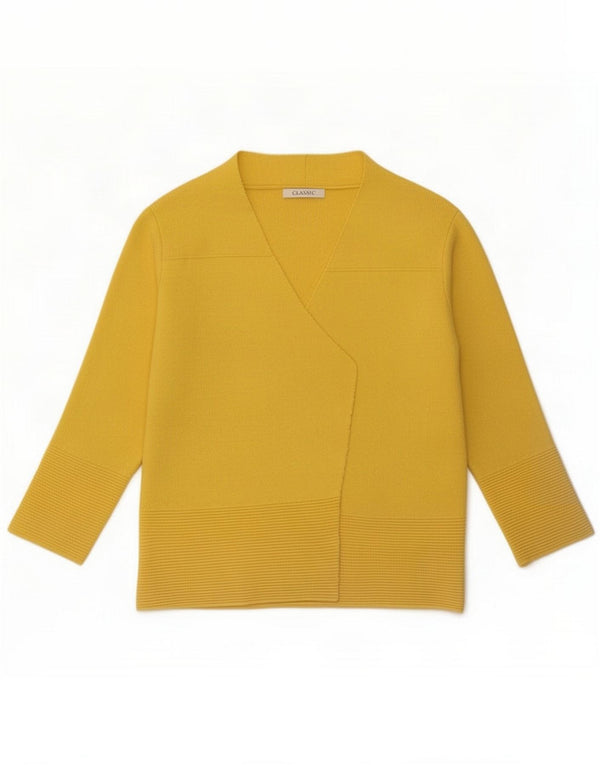 Marks & Spencer Damski sweter rozpinany z rękawami 3/4 UK 10 Mały Żółty
