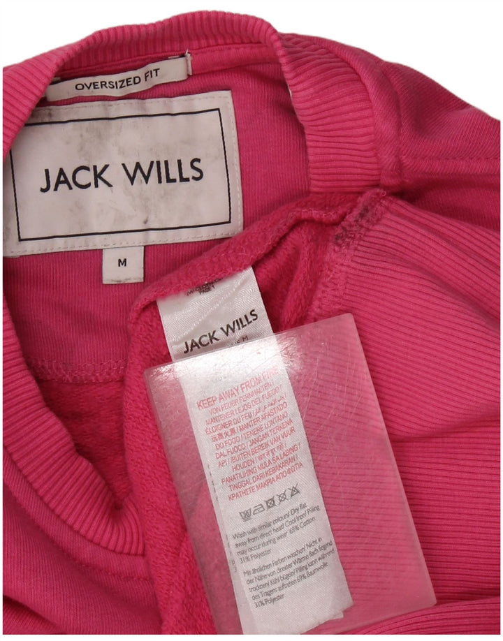 JACK WILLS Damski sweter oversize UK 14, średni różowy, bawełniany