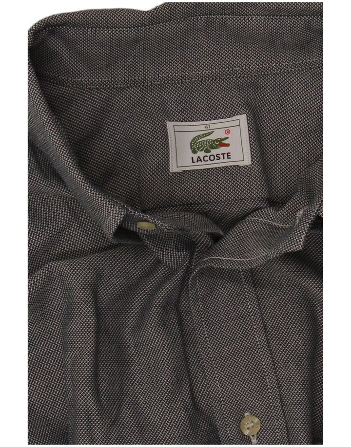 Koszula męska z krótkim rękawem Lacoste, rozmiar 41, duża, szara, nakrapiana