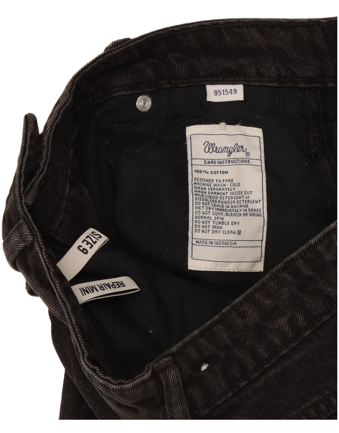 Wrangler Damska mini spódniczka dżinsowa US 9 Medium W27 Czarna bawełna