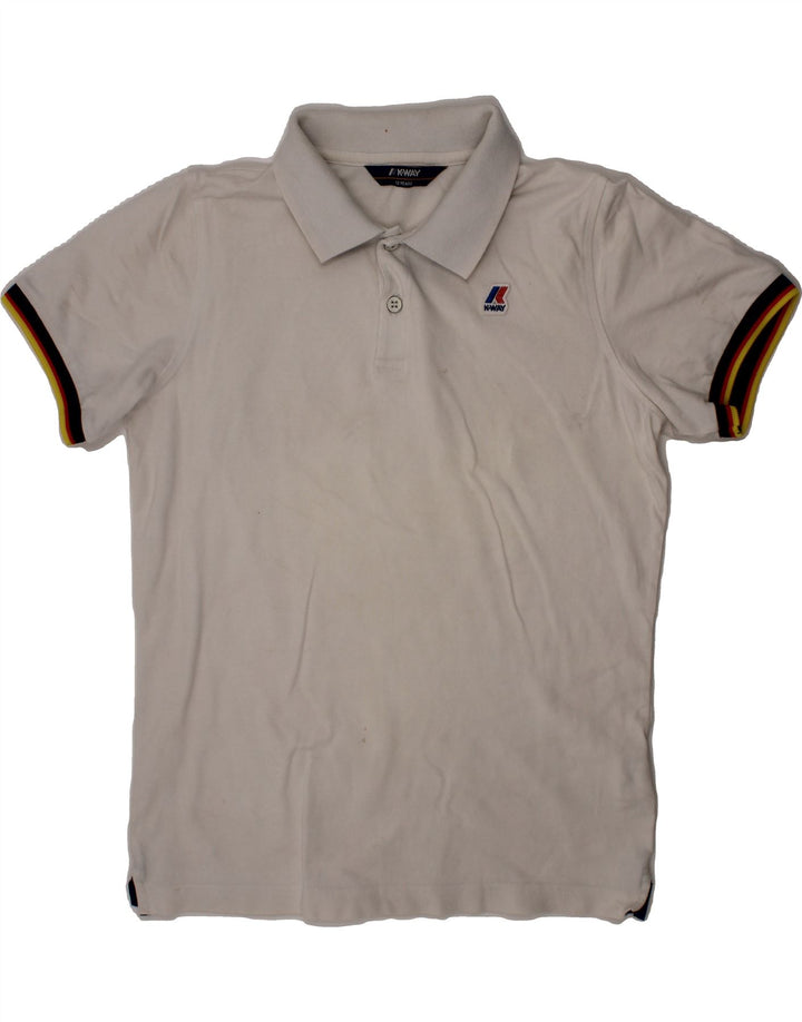 K-WAY Boys Polo Shirt 11-12 Years White Cotton Vintage K-Way and Second-Hand K-Way from Messina Hembry 