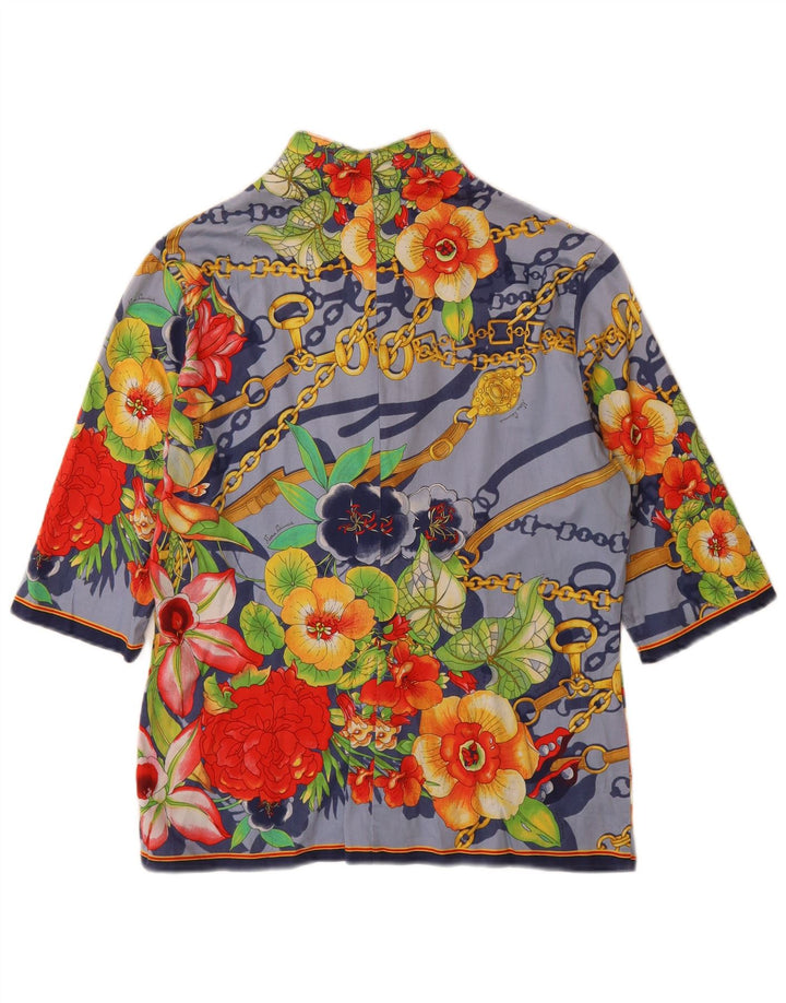 Damska bluzka koszulowa NARACAMICIE z graficznym rękawem 3/4 UK 16, duża niebieska w kwiaty