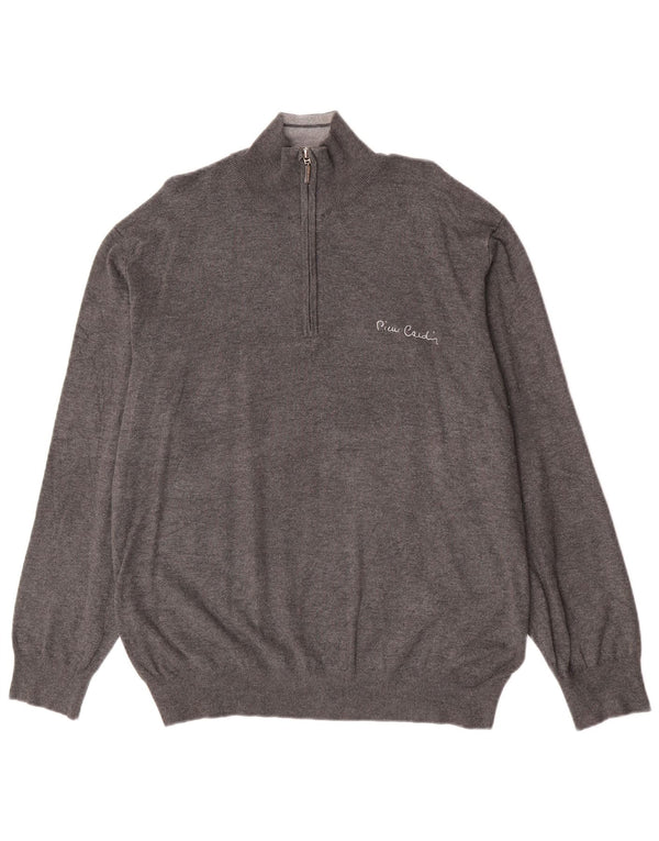 Męski sweter z zamkiem błyskawicznym Pierre Cardin 2XL, szary, wiskozowy, klasyczny