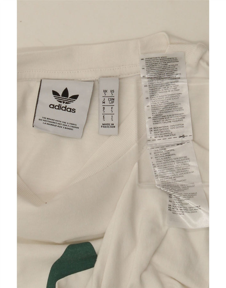 ADIDAS Mens Graphic T-Shirt Top Small White Cotton Vintage Adidas and Second-Hand Adidas from Messina Hembry 