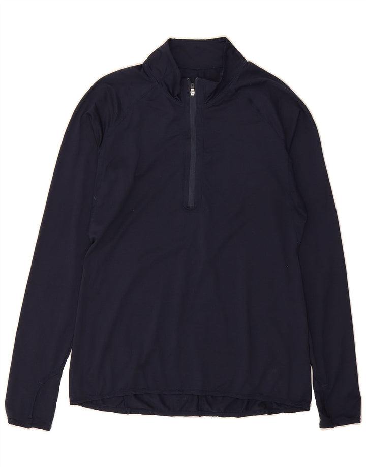 ATHLETA Womens Zip Neck Pullover Tracksuit Top UK 14 Medium Navy Blue Vintage Athleta and Second-Hand Athleta from Messina Hembry 