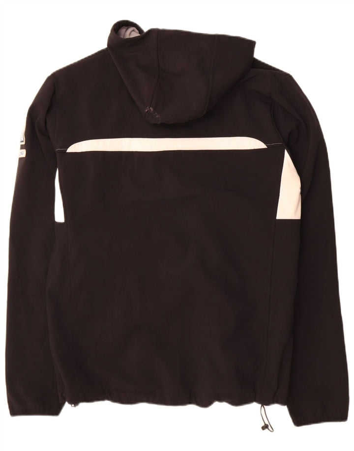 Męska kurtka wiatrówka z kapturem CMP UK 40, duży czarny poliester z blokami kolorów