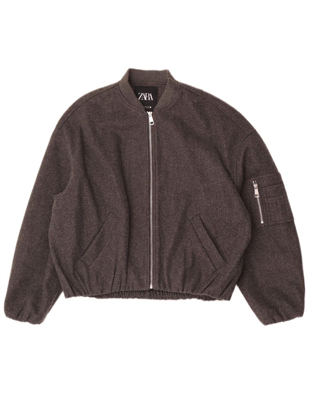 Damska kurtka bomberka oversize Zara UK 6 2XS, szary poliester