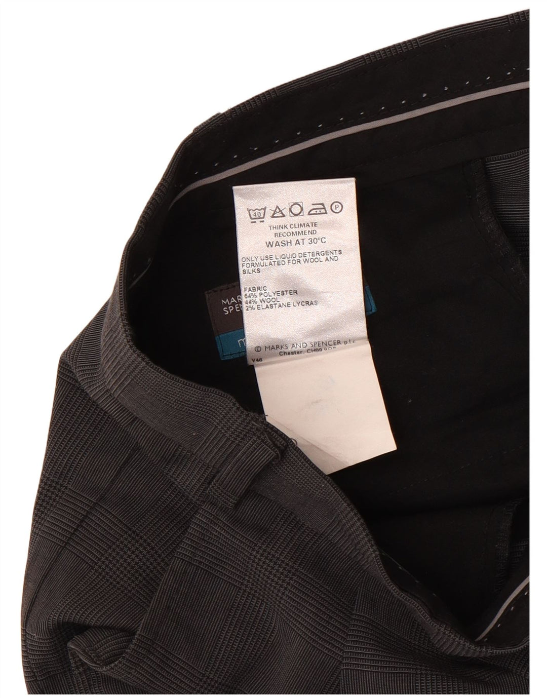 Marks & Spencer Męskie dopasowane spodnie garniturowe W42 L26 granatowe
