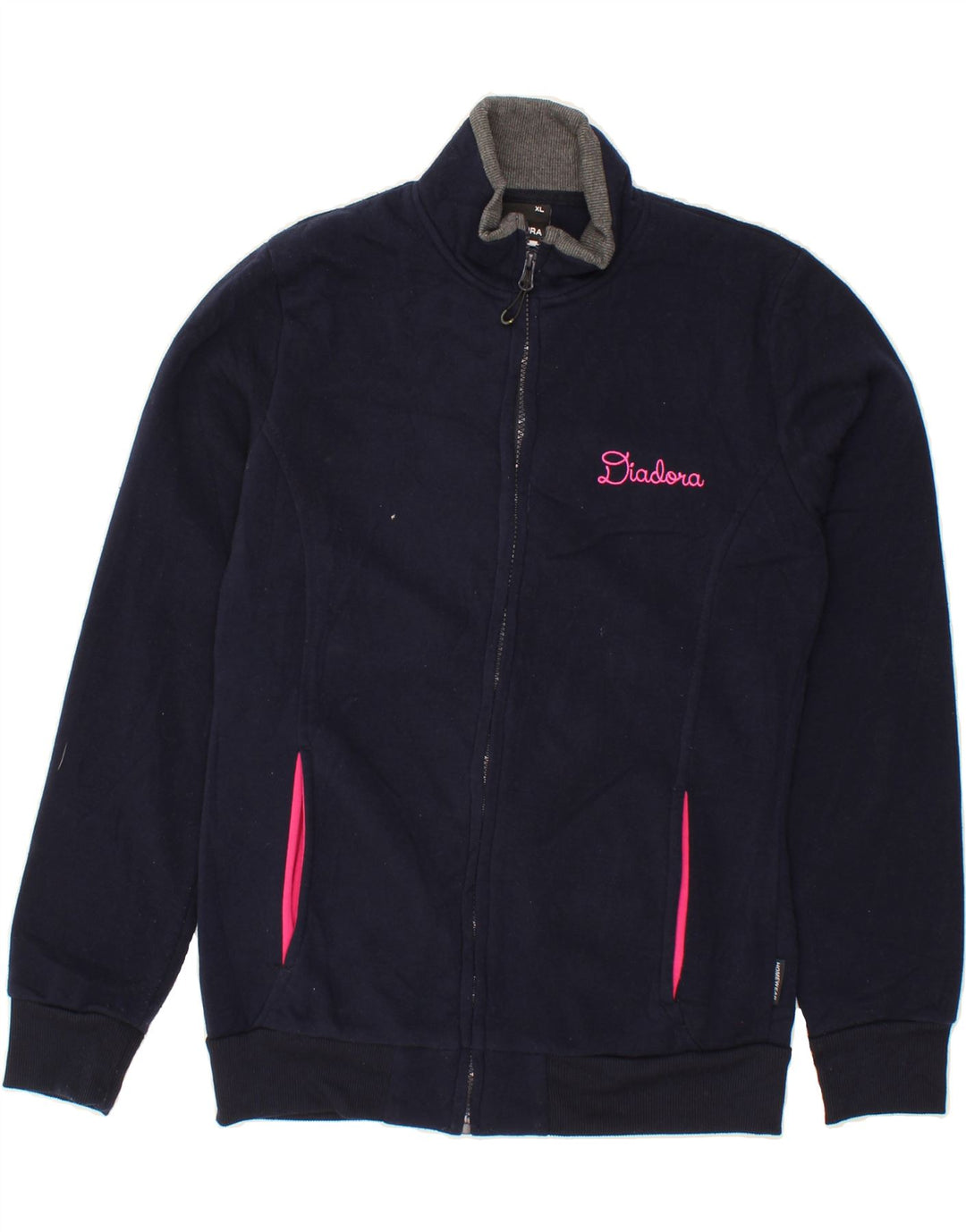 DIADORA Womens Tracksuit Top Jacket UK 18 XL Navy Blue Polyester Vintage Diadora and Second-Hand Diadora from Messina Hembry 
