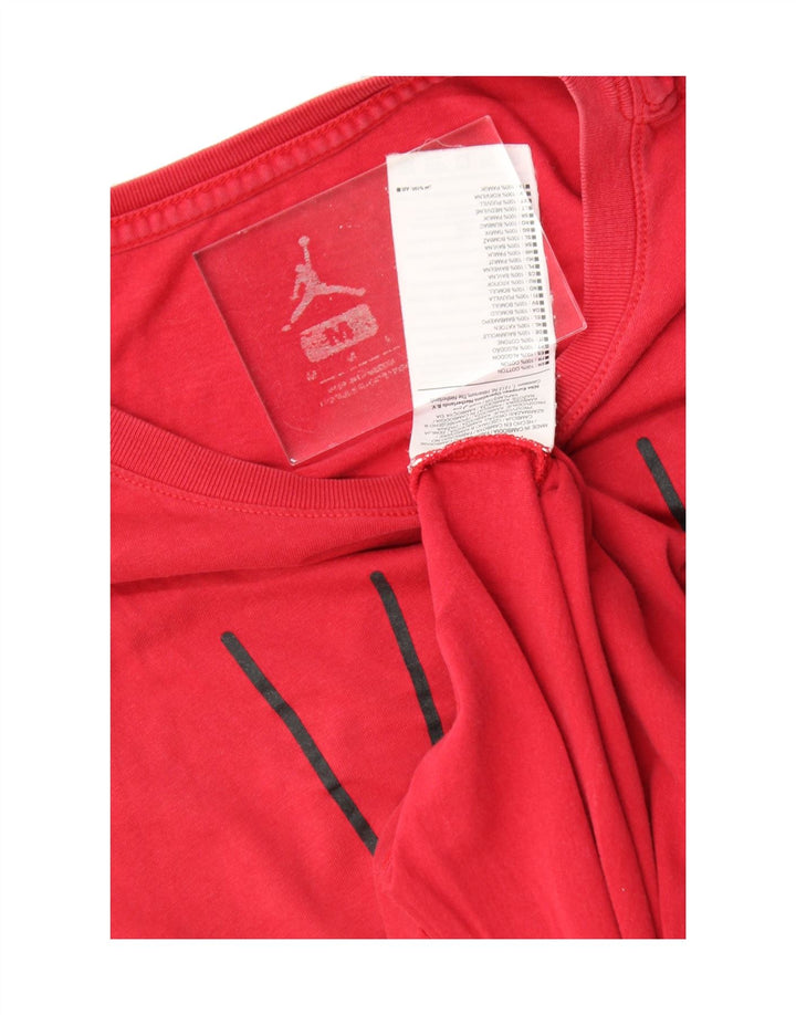 JORDAN Mens Graphic T-Shirt Top Medium Red Cotton Vintage Jordan and Second-Hand Jordan from Messina Hembry 