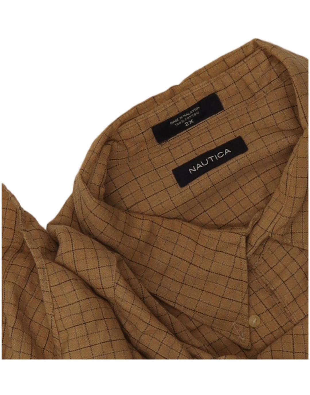 Męska koszula flanelowa Nautica 2XL, bawełniana beżowa krata