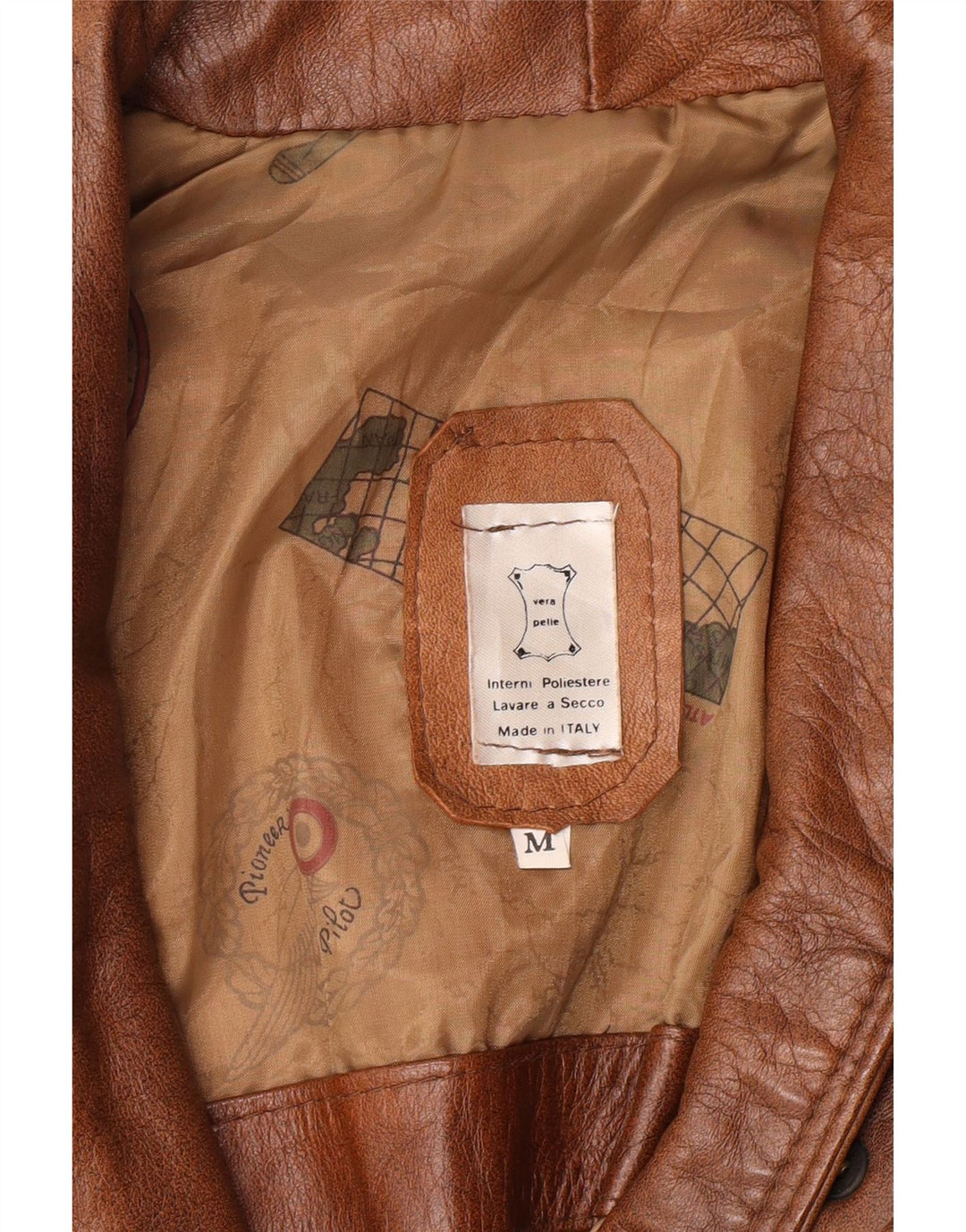 Męska kurtka skórzana w stylu vintage UK 38 Średnia brązowa skóra