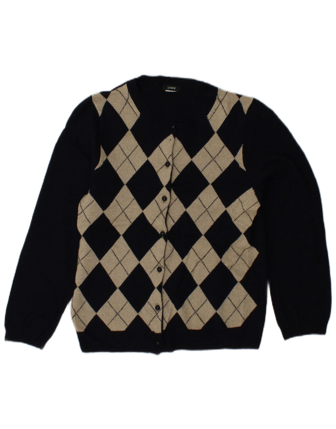 J. CREW Męski sweter rozpinany UK 6 XS Granatowy Argyle/Diament