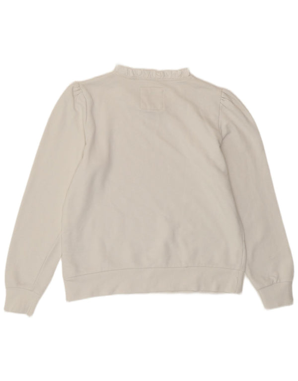 CREW CLOTHING Damska bluza dresowa UK 12, średnia biała bawełna