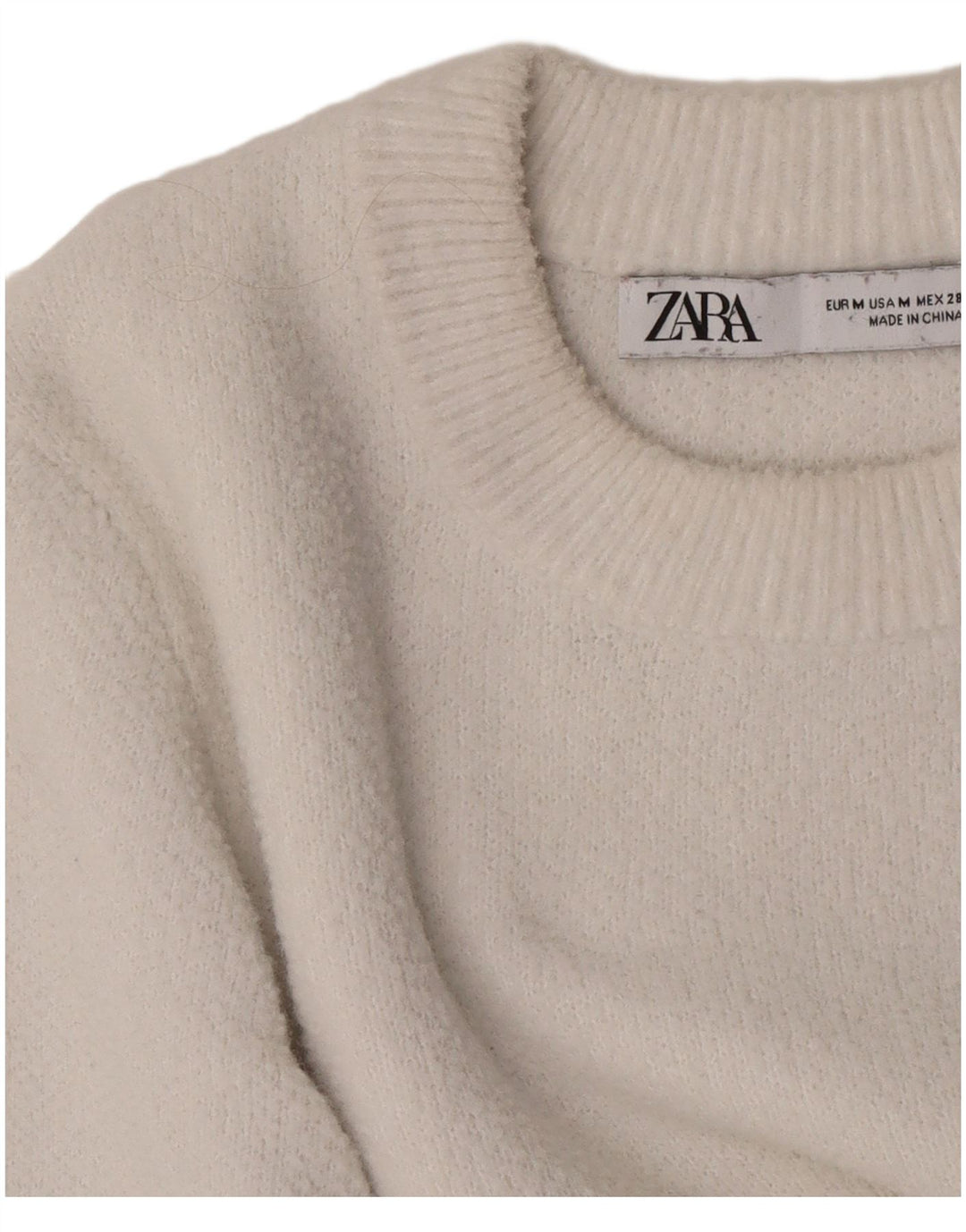 Sweter damski Zara z okrągłym dekoltem UK 12, średni biały