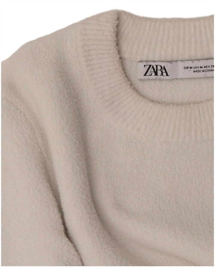 Sweter damski Zara z okrągłym dekoltem UK 12, średni biały