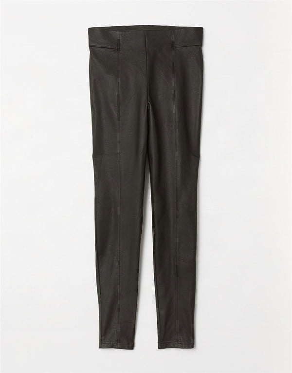 Marks & Spencer Damskie legginsy ze sztucznej skóry UK 12, średni, khaki, poliester