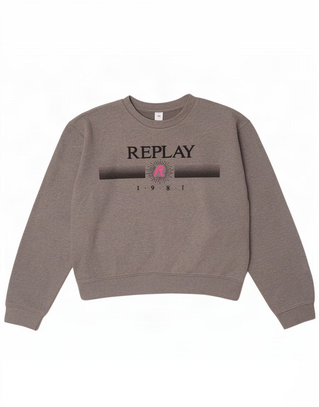 Damska bluza Replay Crop Graphic, UK 14, średnioszara, nakrapiana