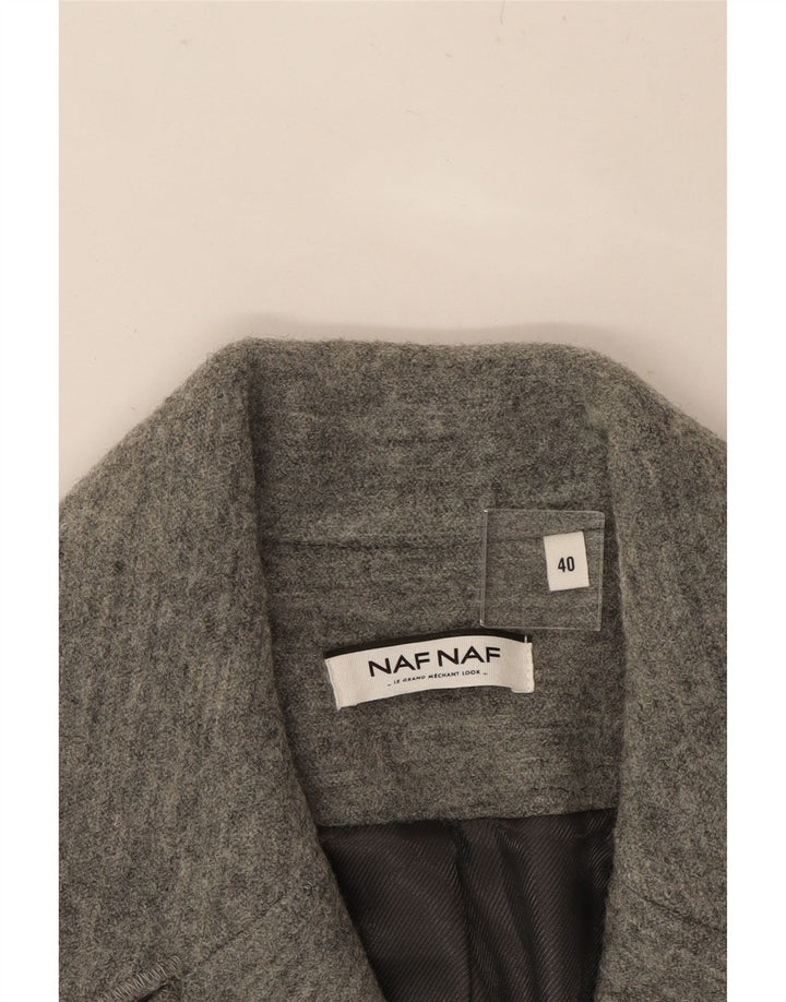 NAF NAF Womens Double Breasted Overcoat EU 40 Medium Grey Wool Vintage Naf Naf and Second-Hand Naf Naf from Messina Hembry 