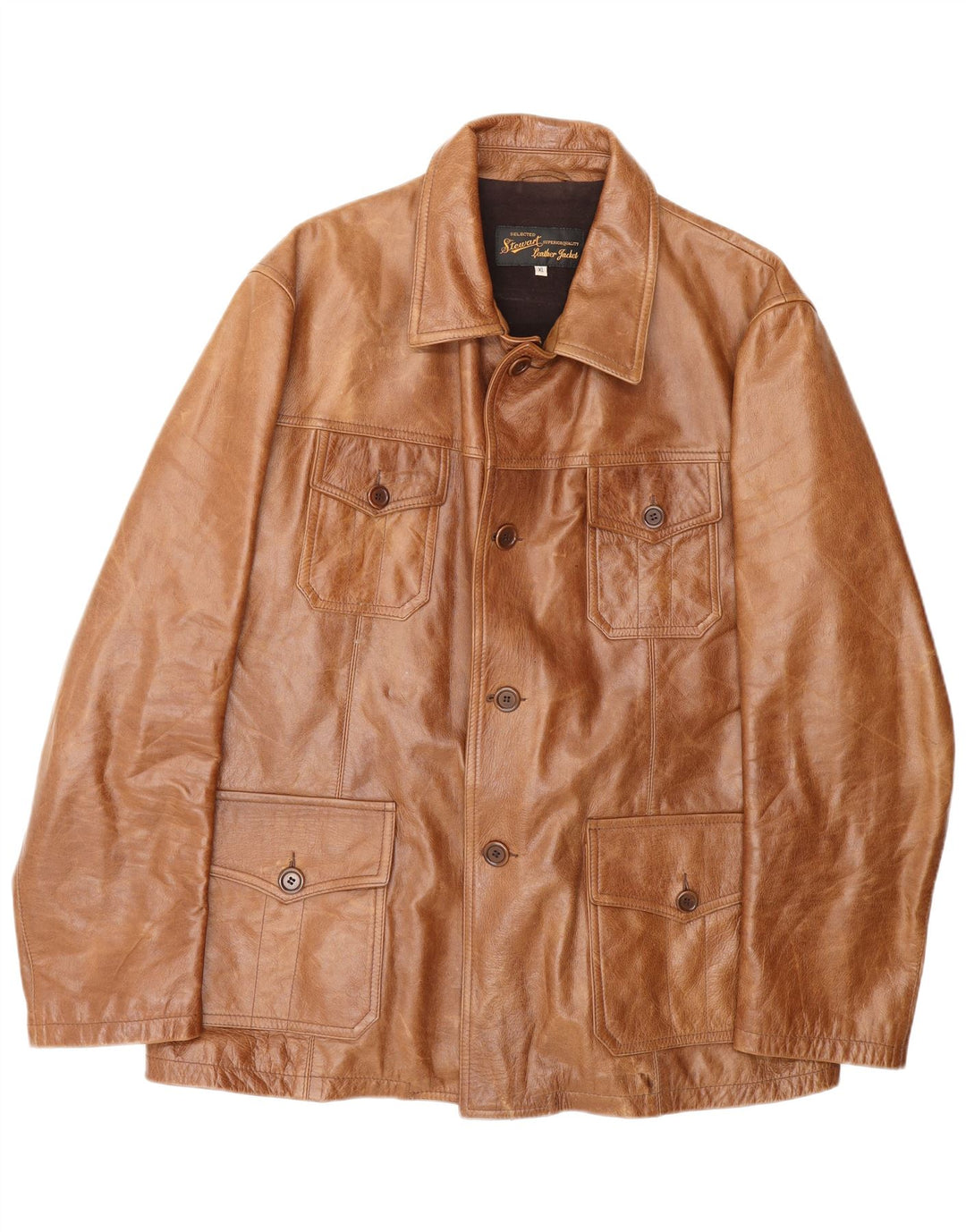 Męska kurtka skórzana Stewart UK 42 XL, brązowa skóra