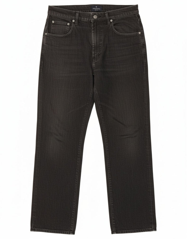 TRUSSARDI Mens Straight Jeans W32 L29 Black Cotton
