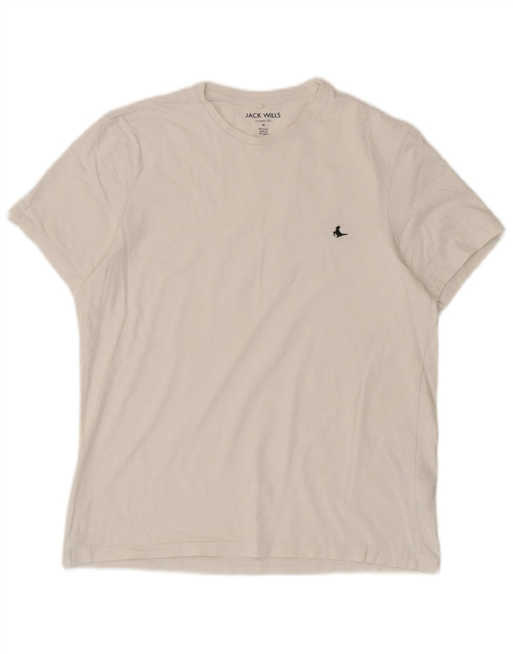 T-shirt męski Jack Wills o klasycznym kroju, średni, biały, bawełniany