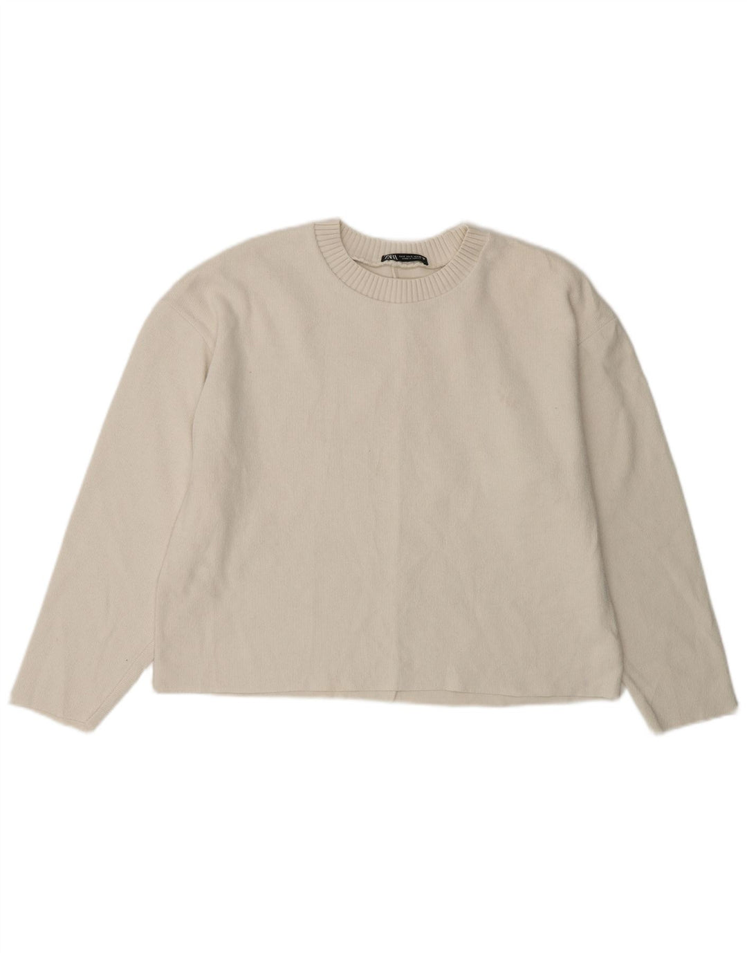 Damski sweter oversize z okrągłym dekoltem ZARA UK 10 Small White