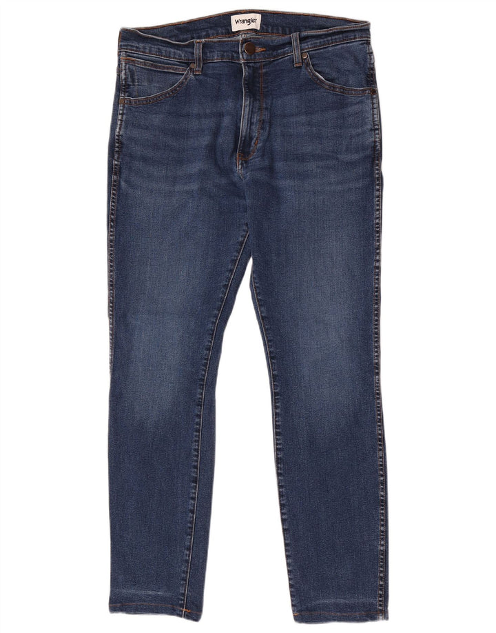 Wrangler Męskie Larston Slim Jeans W33 L32 Niebieskie bawełniane