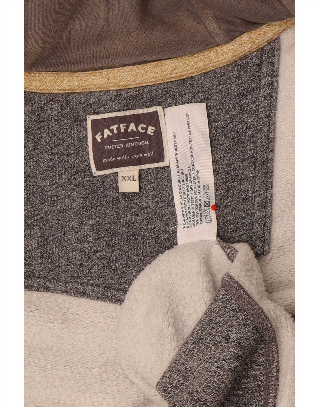 Męski sweter z kapturem i zamkiem błyskawicznym Fat Face 2XL Szara bawełna