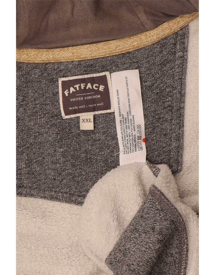 Męski sweter z kapturem i zamkiem błyskawicznym Fat Face 2XL Szara bawełna