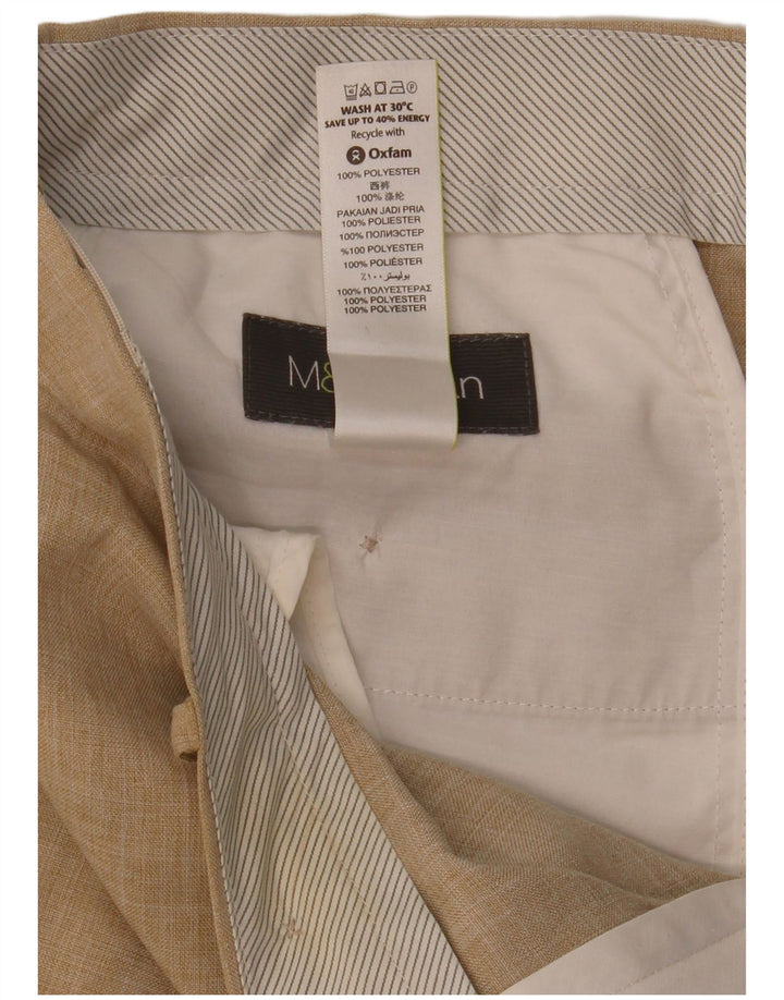 Męskie proste spodnie garniturowe MARKS & SPENCER W36 L31 Beżowy poliester
