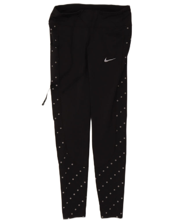 Legginsy damskie Nike UK 8, małe, czarne, poliestrowe cętki