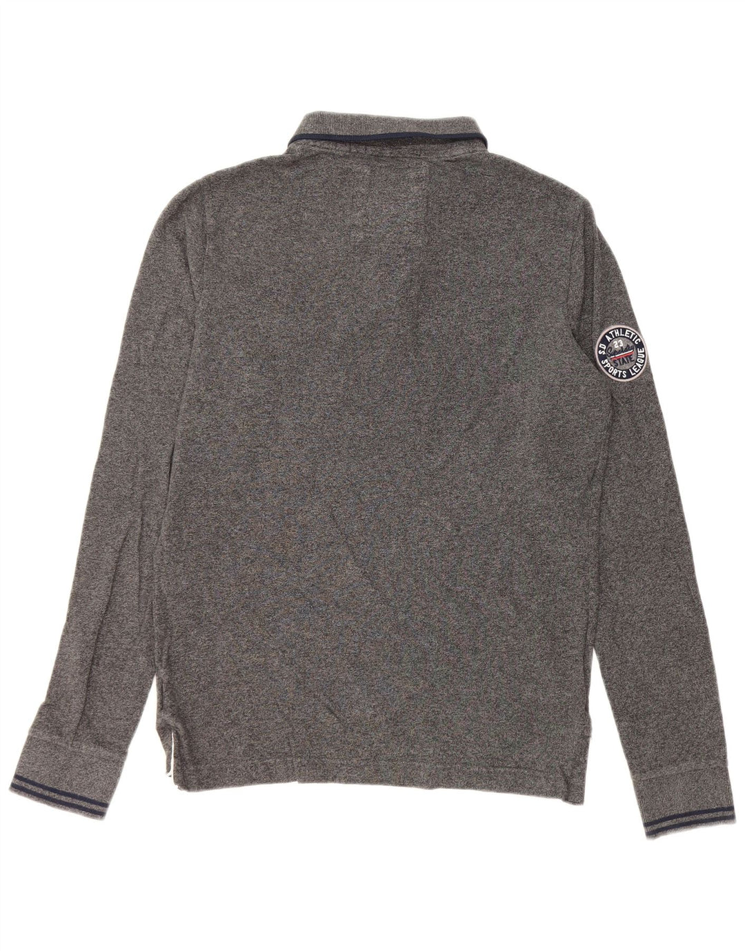 Męska koszulka polo Superdry z klasycznym graficznym długim rękawem, średnioszara, bawełniana