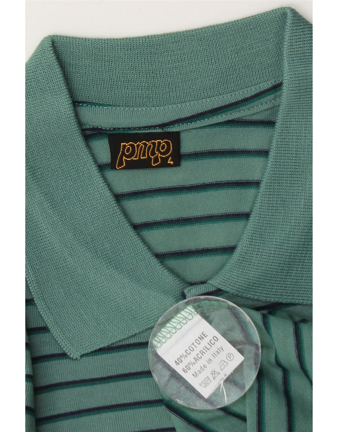 Męska koszulka polo w stylu vintage, bawełniana w średnie zielone paski