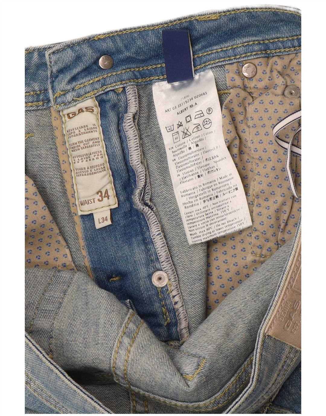 Jeansy męskie Gas W34 L34 Niebieskie bawełniane