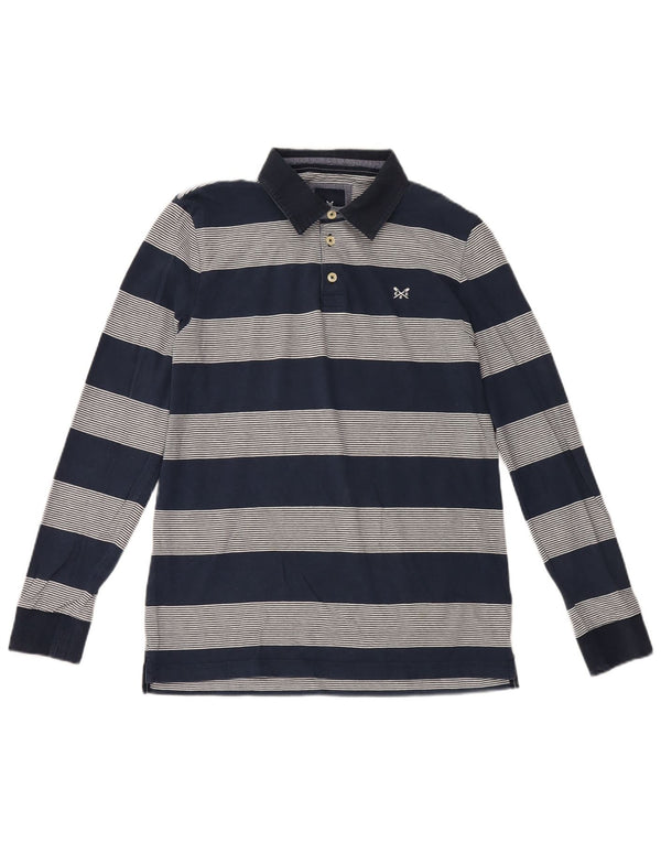 Crew Clothing Męska koszulka polo z długim rękawem, średnia, granatowa, bawełniana w paski