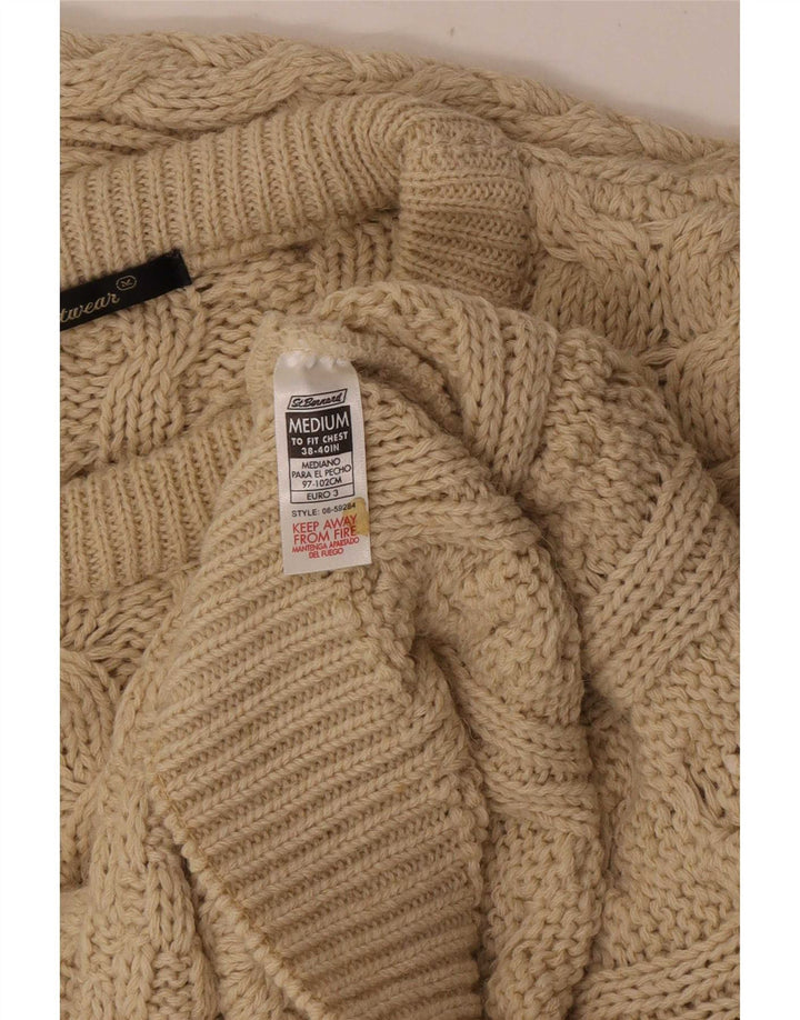 Męski sweter St. Bernard z okrągłym dekoltem, średni beż, akryl