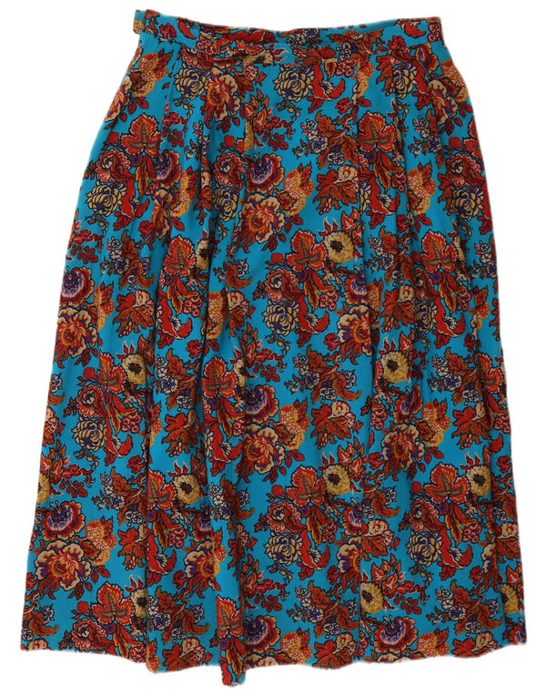 Country Casuals Damska plisowana spódnica z wysokim stanem UK 16, duża, W32, niebieska w kwiaty
