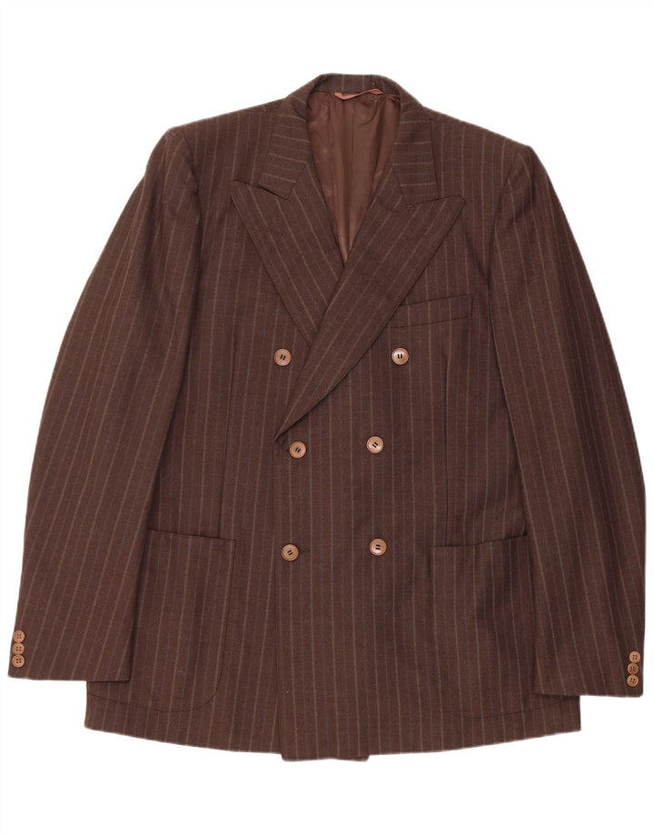 Męska marynarka z podwójnymi piersiami w stylu vintage IT 54 2XL w brązowe paski